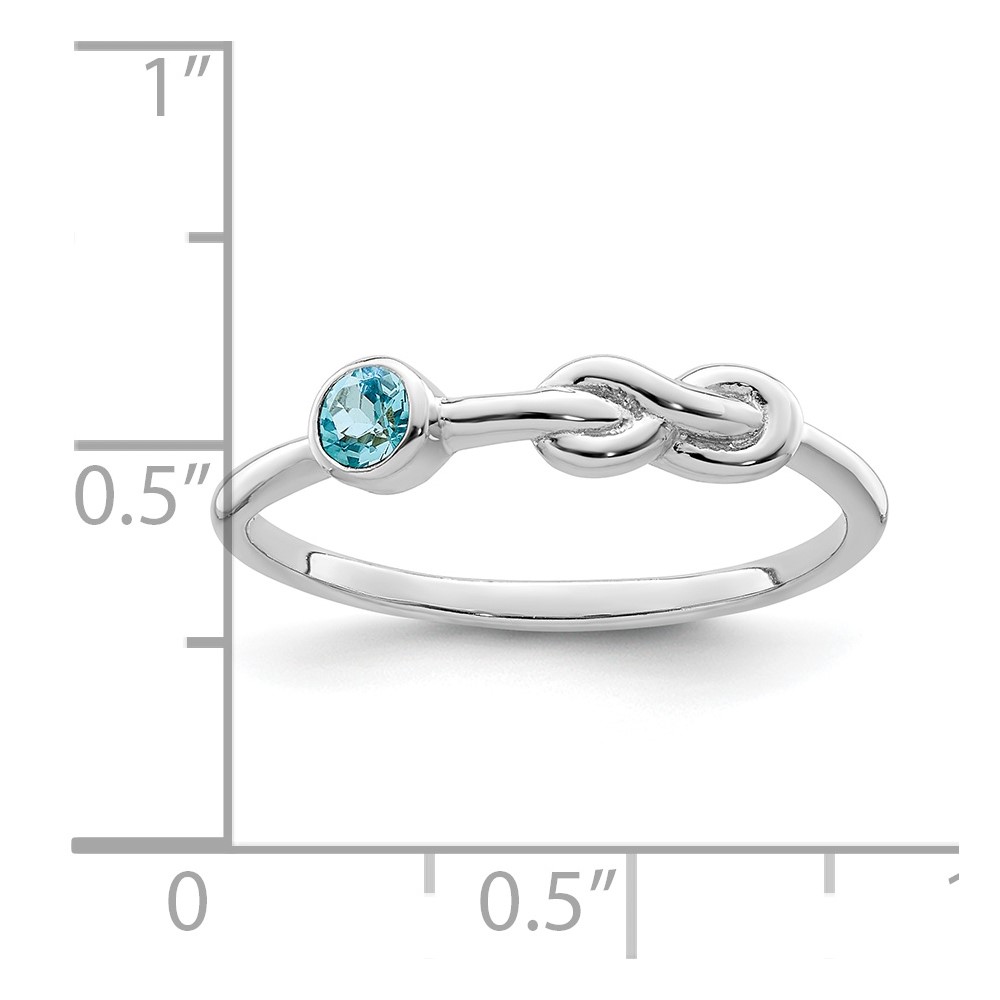 Sterling Silver Rhodium-plated Polished Infinity LS Blue Topaz Ring (QBR34DEC-6)