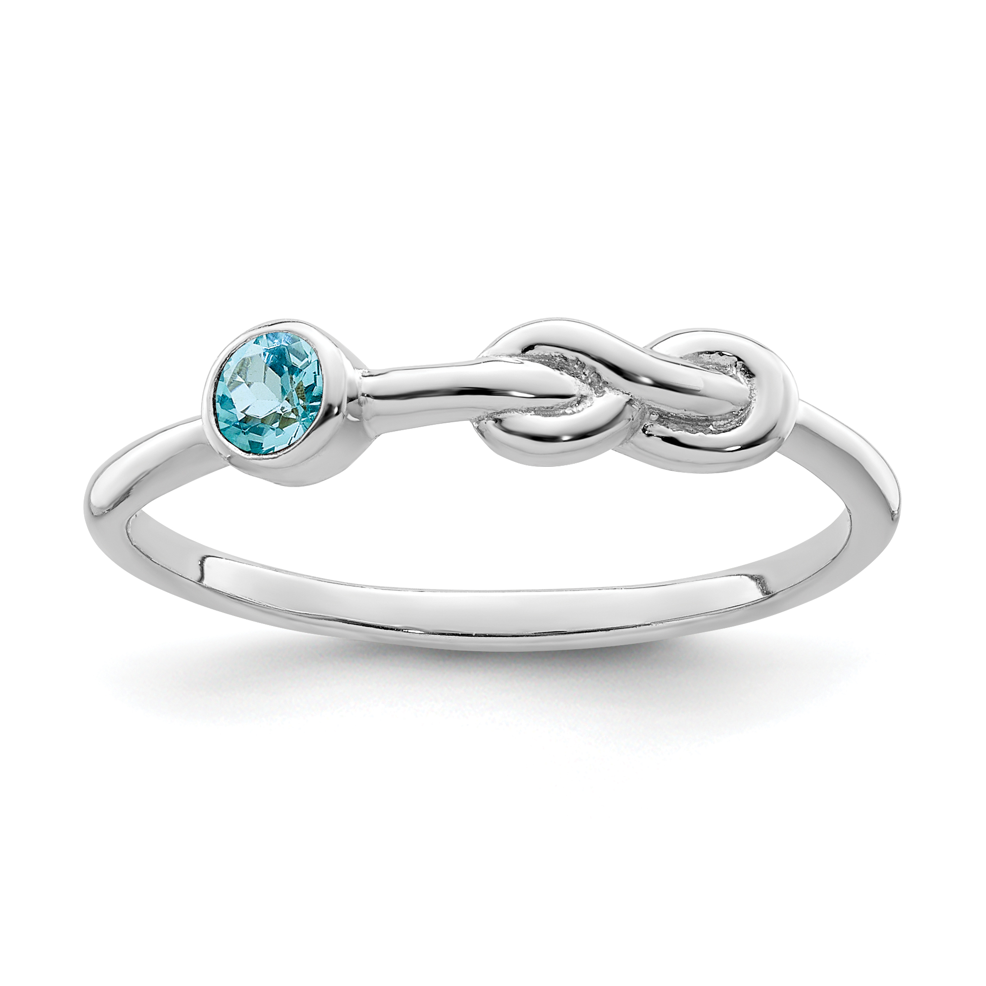Sterling Silver Rhodium-plated Polished Infinity LS Blue Topaz Ring (QBR34DEC-6)