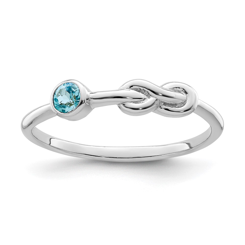 Sterling Silver Rhodium-plated Polished Infinity LS Blue Topaz Ring (QBR34DEC-6)