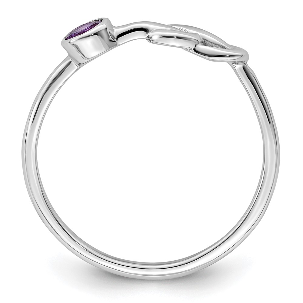 Sterling Silver Rhodium-plated Polished Infinity Amethyst Ring (QBR34FEB-6)