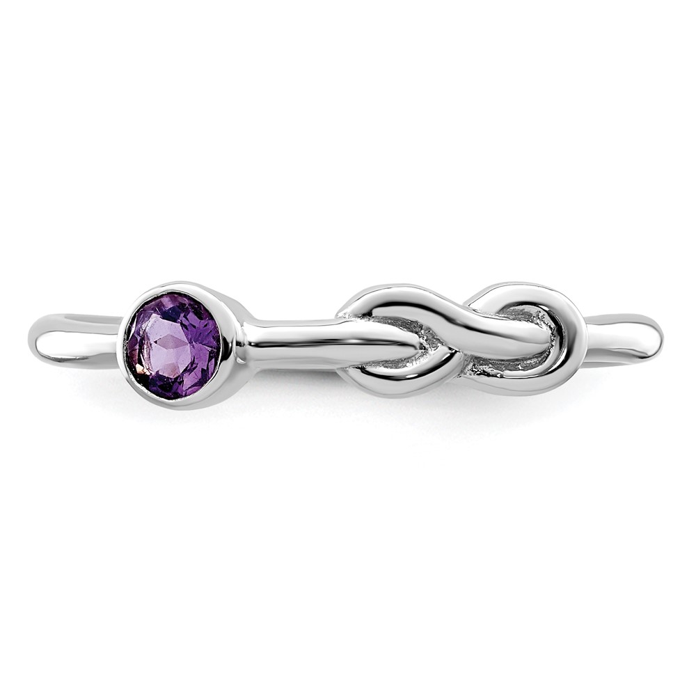Sterling Silver Rhodium-plated Polished Infinity Amethyst Ring (QBR34FEB-6)