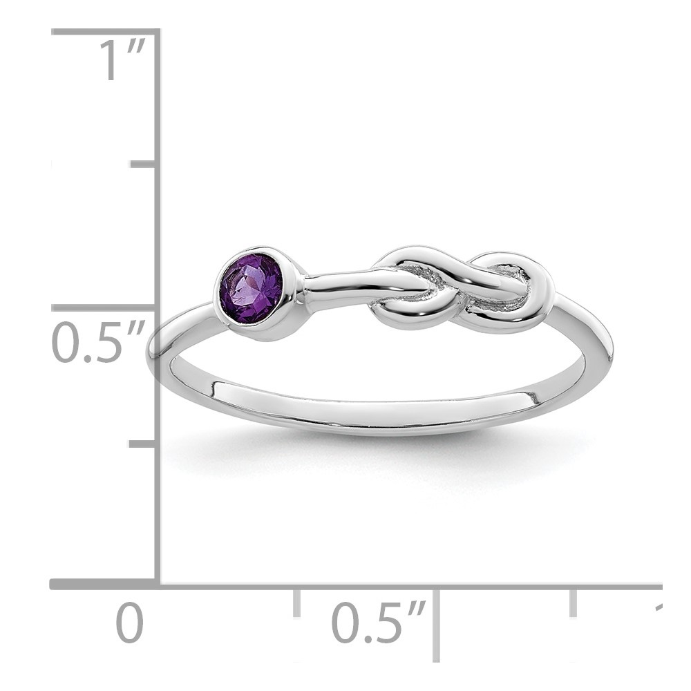 Sterling Silver Rhodium-plated Polished Infinity Amethyst Ring (QBR34FEB-6)