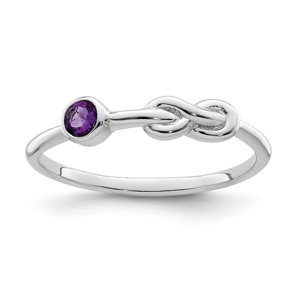 Sterling Silver Rhodium-plated Polished Infinity Amethyst Ring (QBR34FEB-6)