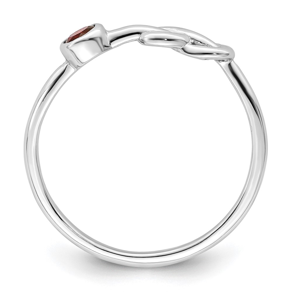 Sterling Silver Rhodium-plated Polished Infinity Garnet Ring (QBR34JAN-6)