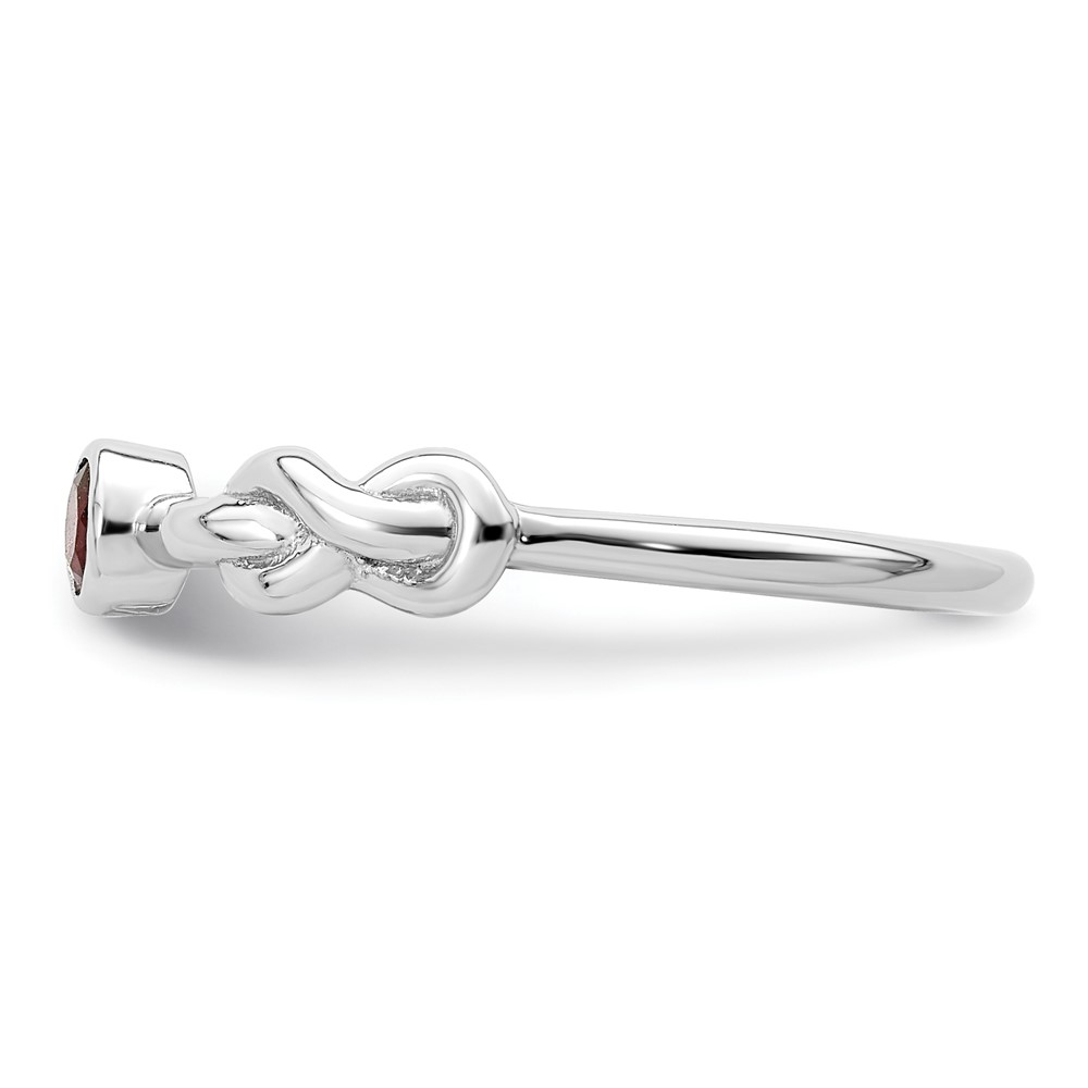 Sterling Silver Rhodium-plated Polished Infinity Garnet Ring (QBR34JAN-6)