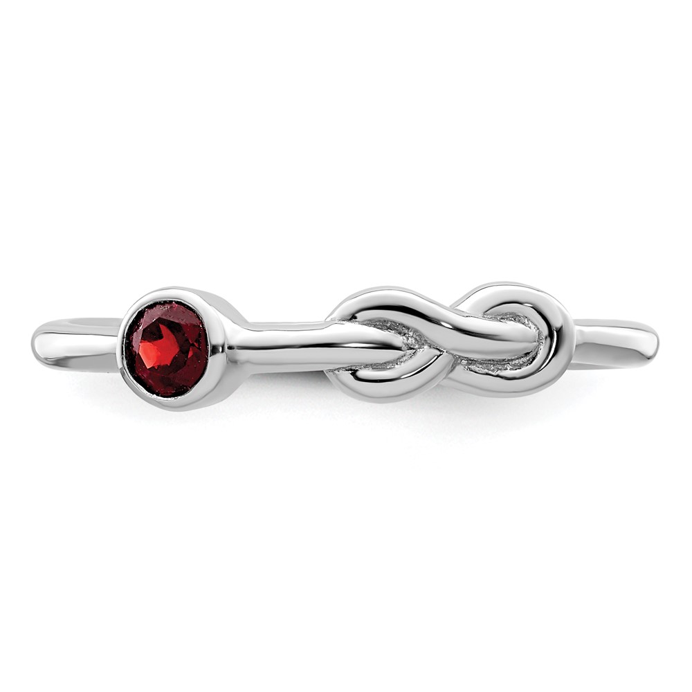 Sterling Silver Rhodium-plated Polished Infinity Garnet Ring (QBR34JAN-6)