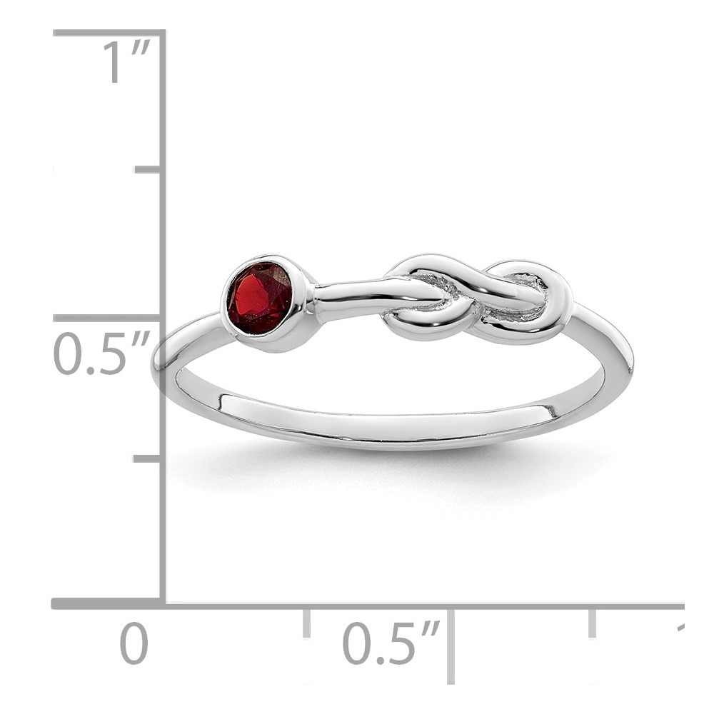 Sterling Silver Rhodium-plated Polished Infinity Garnet Ring (QBR34JAN-6)