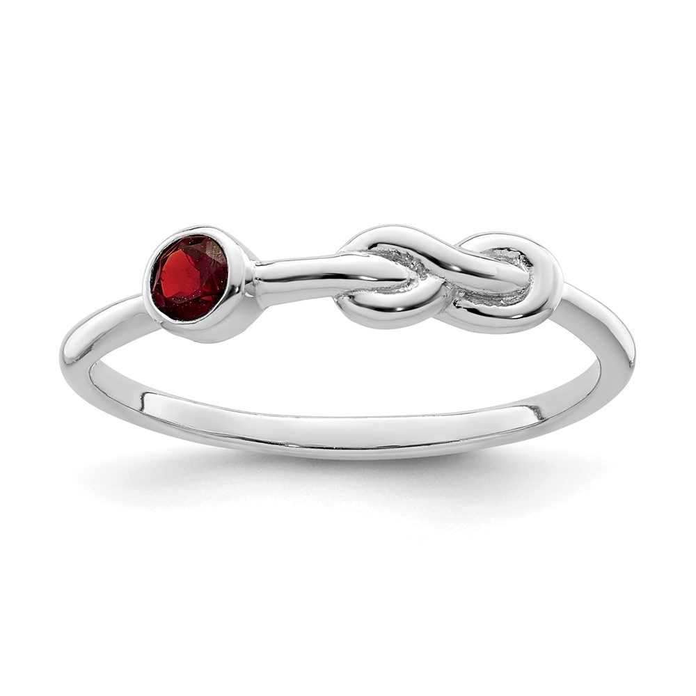 Sterling Silver Rhodium-plated Polished Infinity Garnet Ring (QBR34JAN-6)