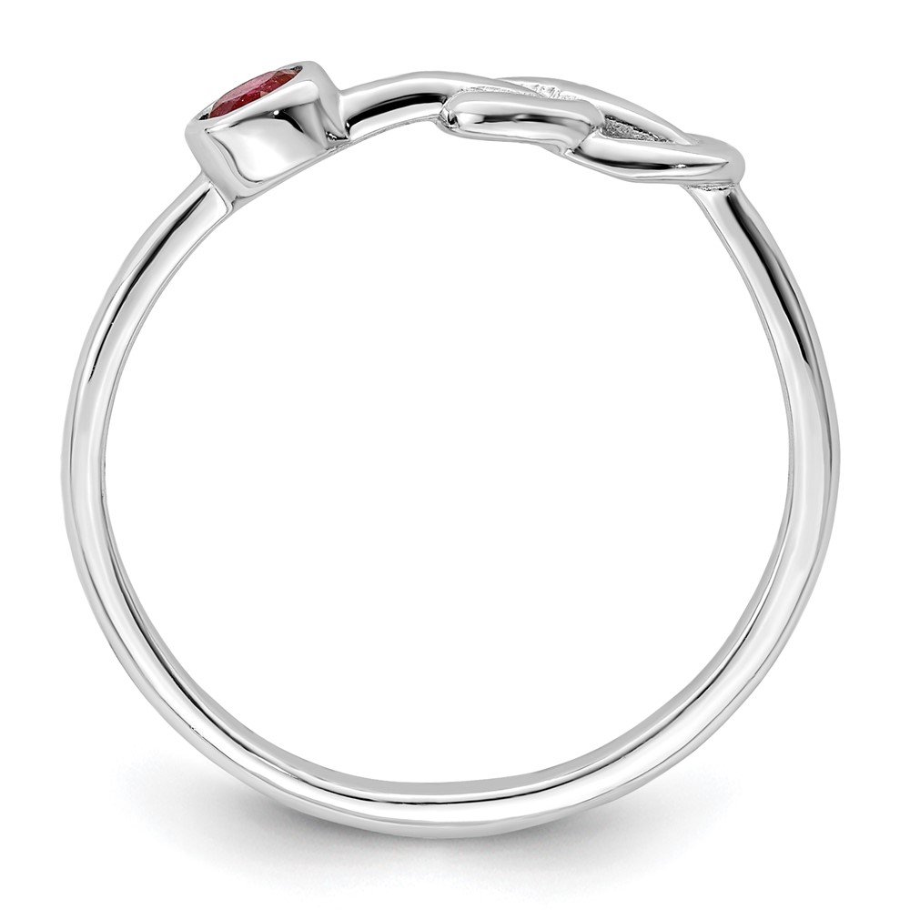 Sterling Silver Rhodium-plated Polished Infinity Lab Created Ruby Ring (QBR34JUL-6)
