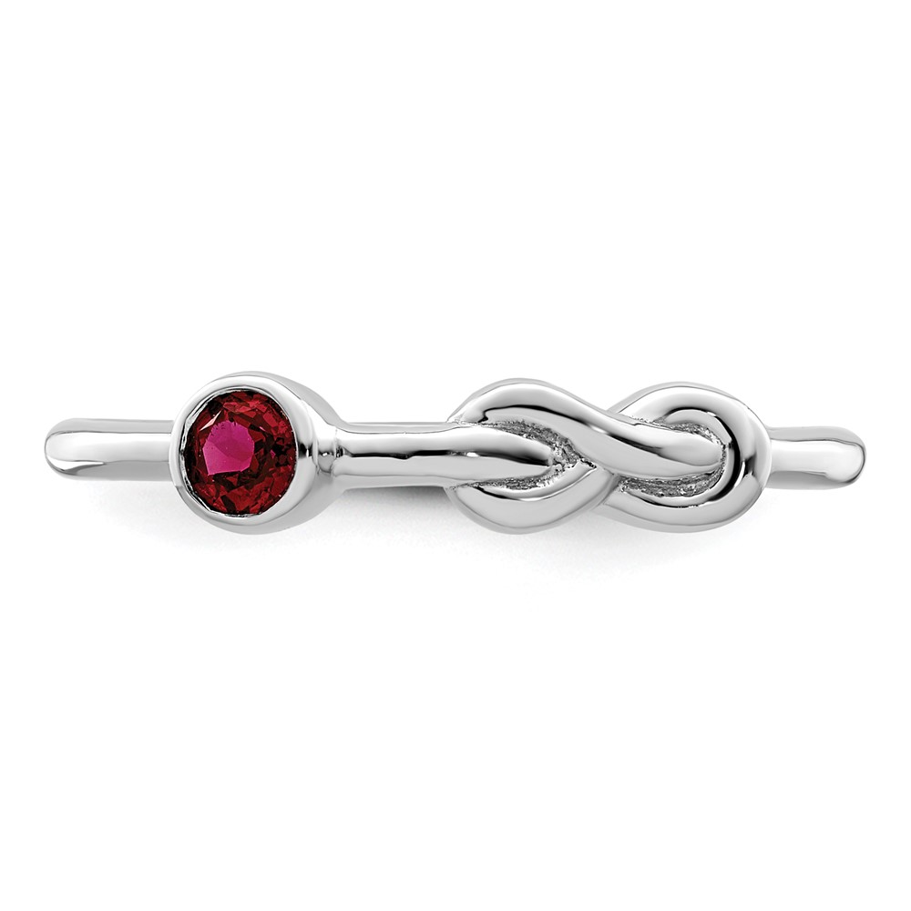 Sterling Silver Rhodium-plated Polished Infinity Lab Created Ruby Ring (QBR34JUL-6)