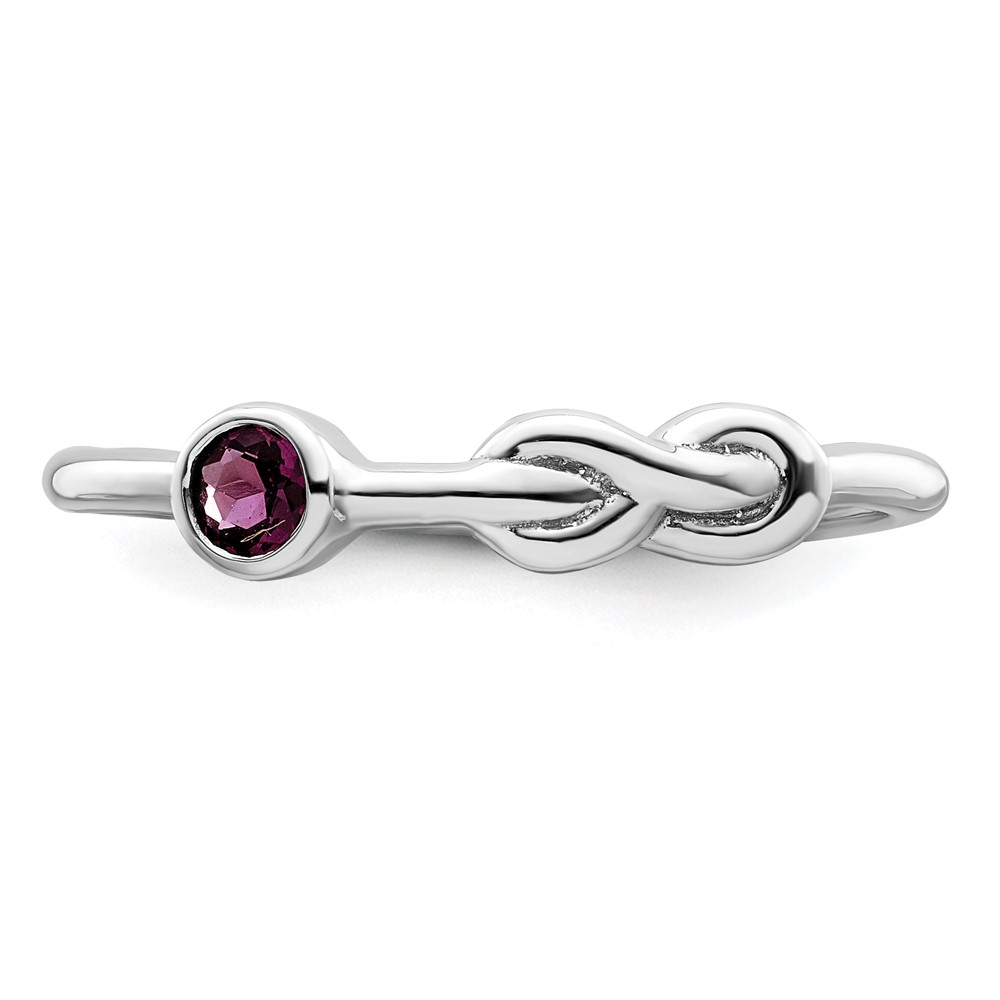 Sterling Silver RH-plated Polished Circle Rhodolite Garnet Infinity Ring (QBR34JUN-7)