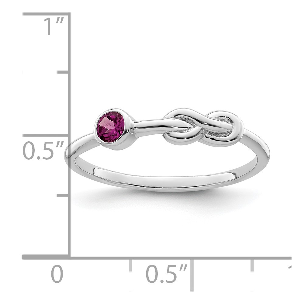 Sterling Silver RH-plated Polished Circle Rhodolite Garnet Infinity Ring (QBR34JUN-7)