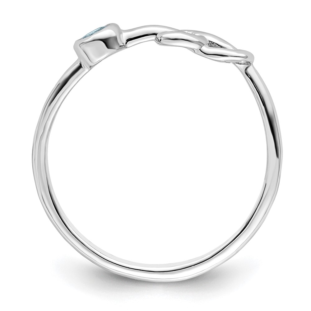 Sterling Silver Rhodium-plated Polished Infinity Aquamarine Ring (QBR34MAR-7)
