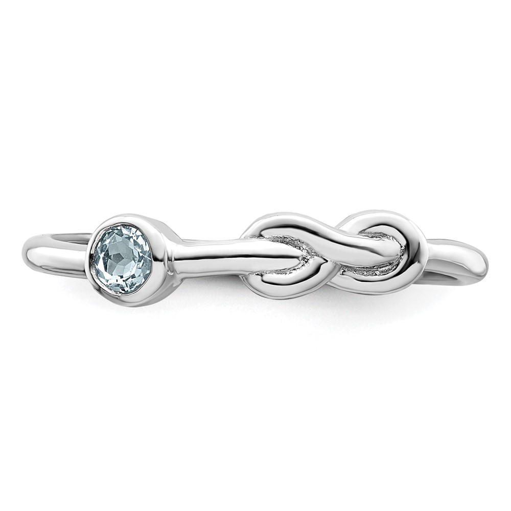 Sterling Silver Rhodium-plated Polished Infinity Aquamarine Ring (QBR34MAR-7)