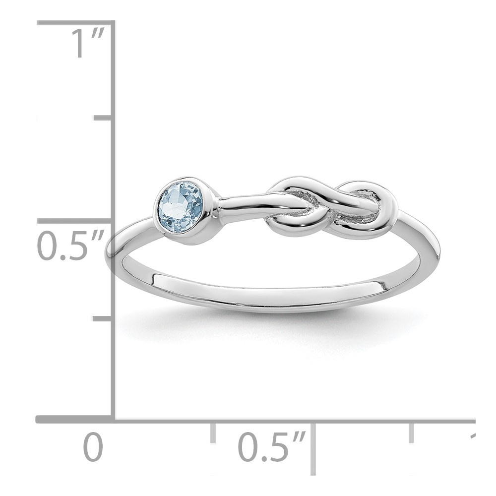Sterling Silver Rhodium-plated Polished Infinity Aquamarine Ring (QBR34MAR-7)