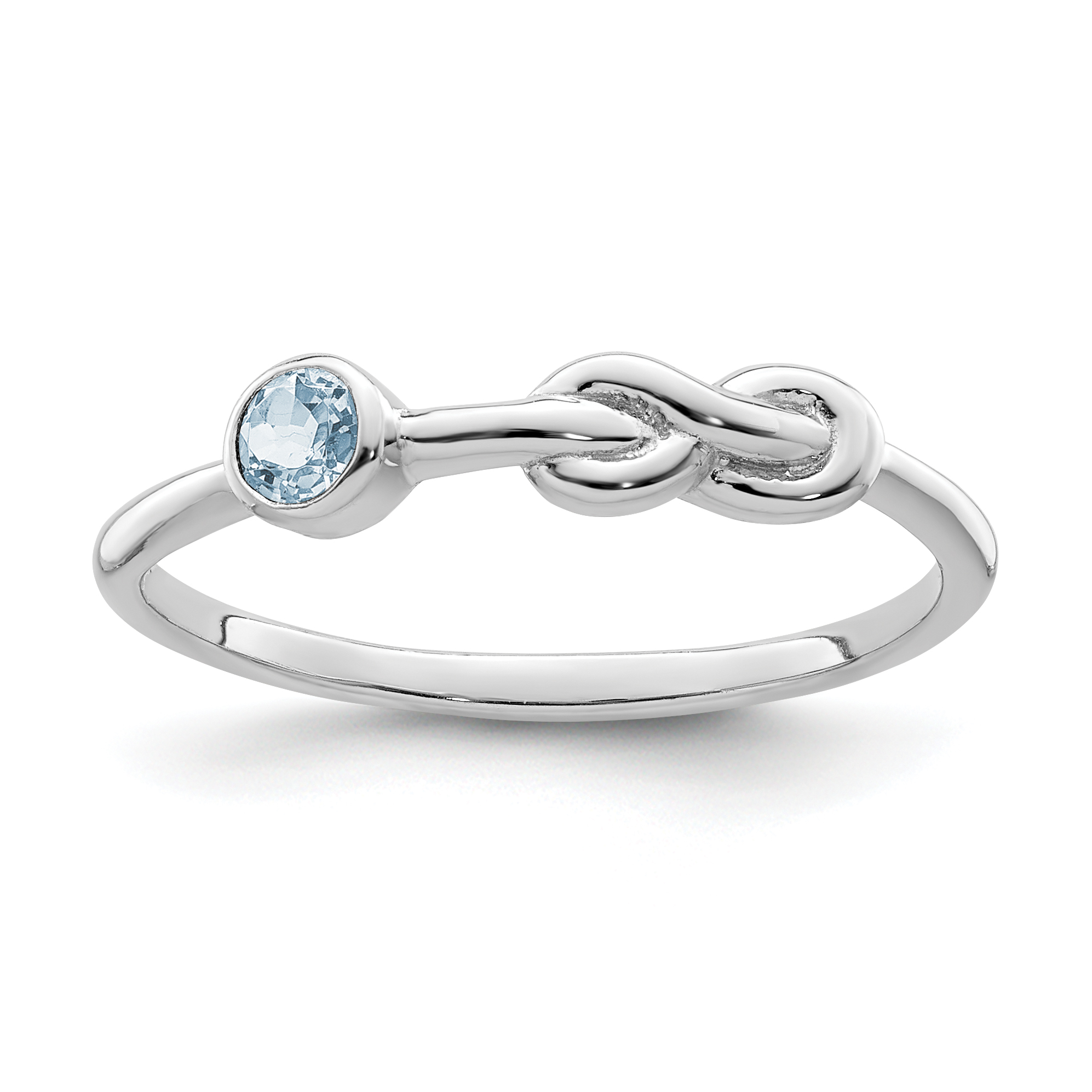 Sterling Silver Rhodium-plated Polished Infinity Aquamarine Ring (QBR34MAR-7)