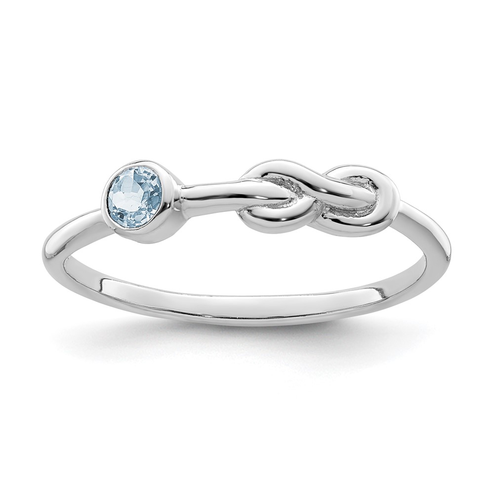 Sterling Silver Rhodium-plated Polished Infinity Aquamarine Ring