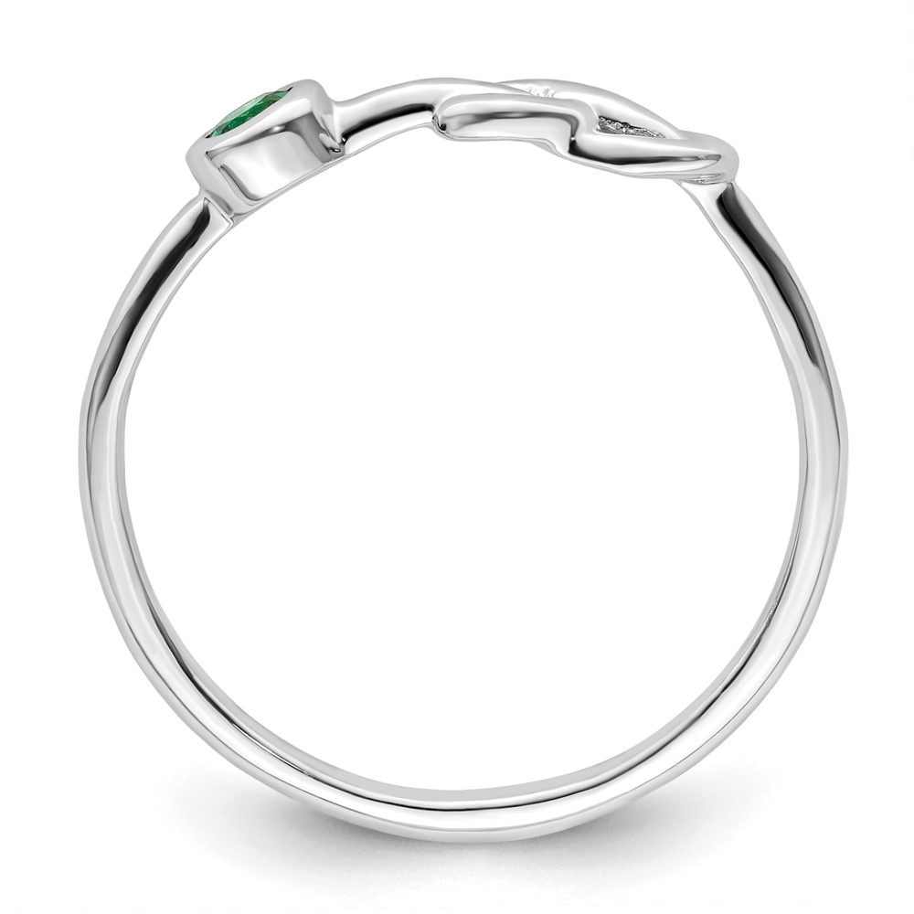 Sterling Silver Rhodium-plated Polished Infinity Lab Created Emerald Ring (QBR34MAY-6)
