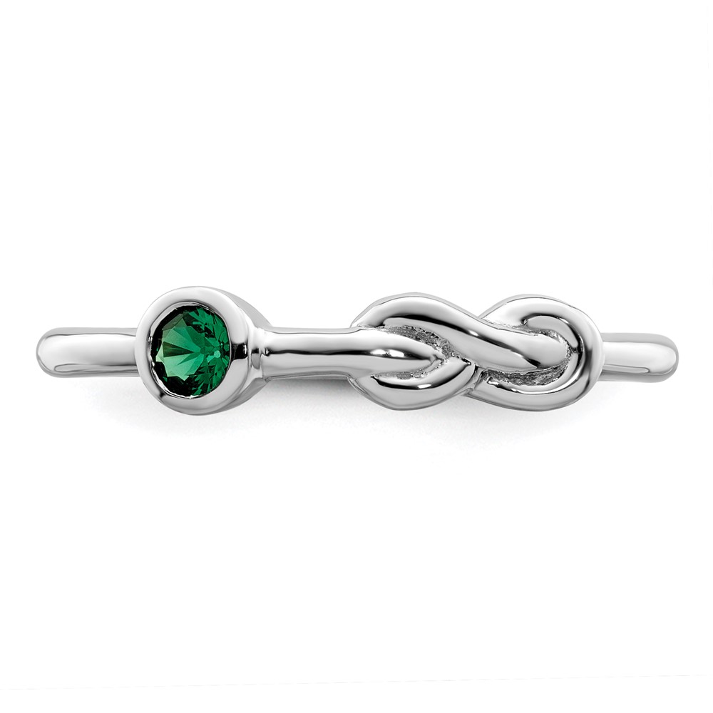 Sterling Silver Rhodium-plated Polished Infinity Lab Created Emerald Ring (QBR34MAY-6)