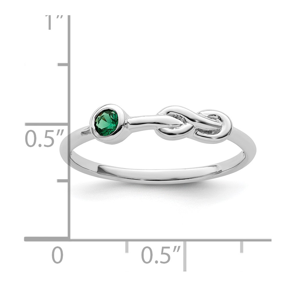 Sterling Silver Rhodium-plated Polished Infinity Lab Created Emerald Ring (QBR34MAY-6)