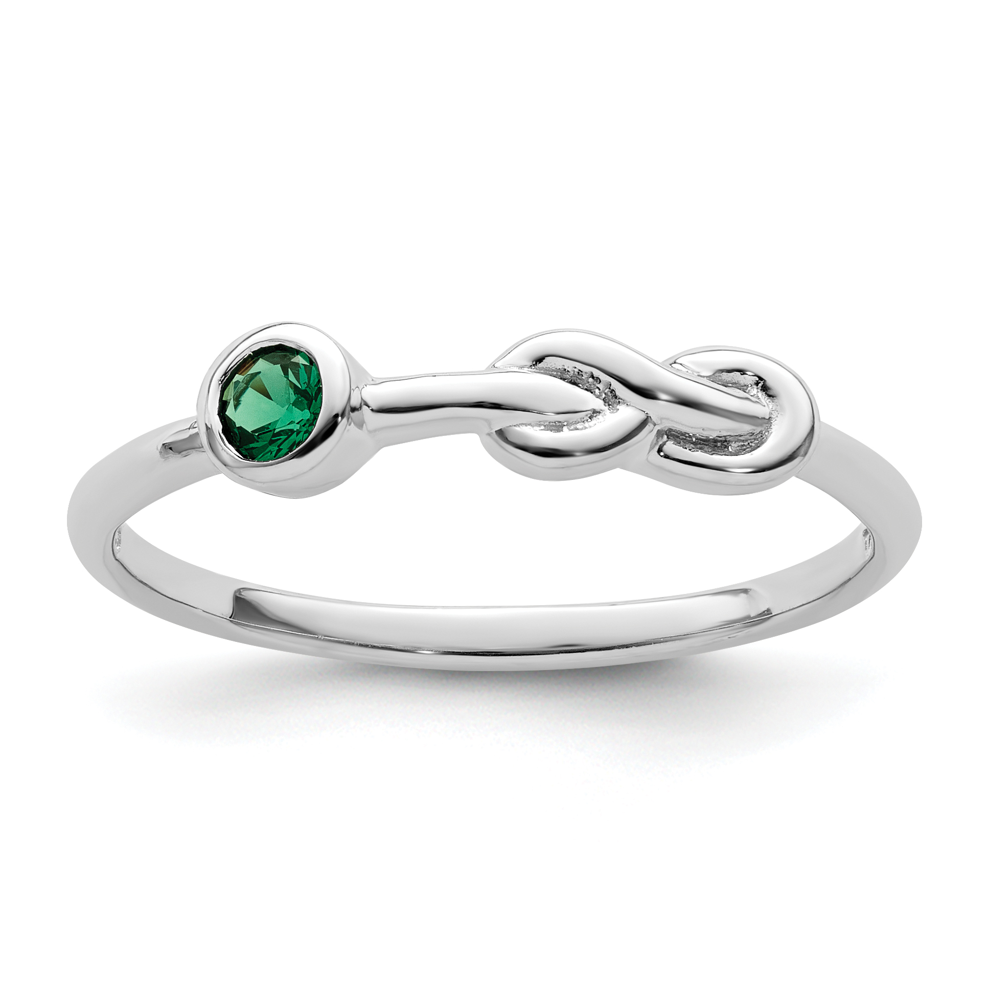 Sterling Silver Rhodium-plated Polished Infinity Lab Created Emerald Ring (QBR34MAY-6)