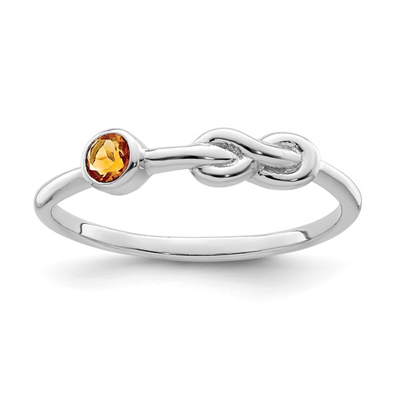 Sterling Silver Rhodium-plated Polished Infinity Birthstone Rings