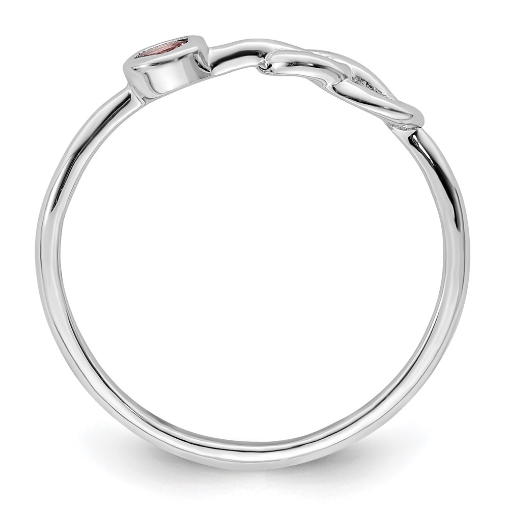 Sterling Silver Rhodium-plated Polished Infinity Pink Tourmaline Ring (QBR34OCT-8)