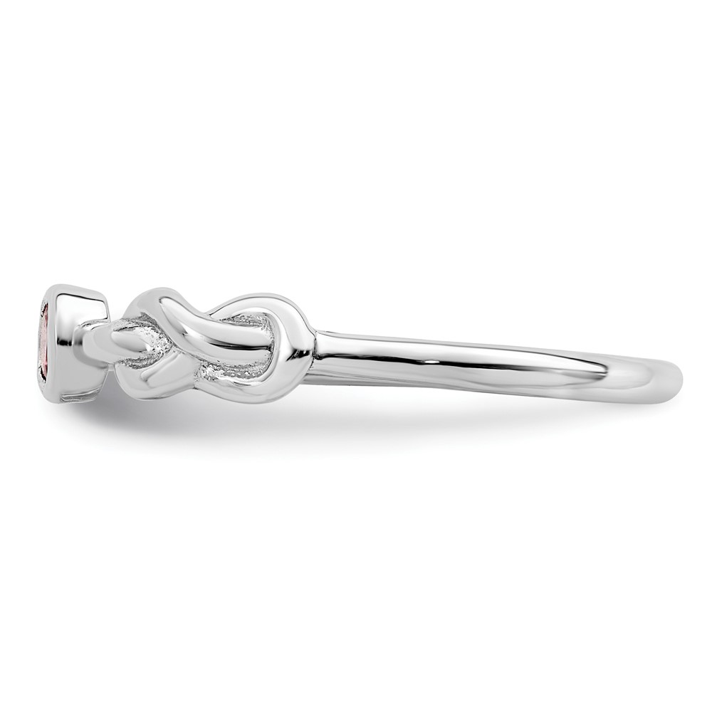 Sterling Silver Rhodium-plated Polished Infinity Pink Tourmaline Ring (QBR34OCT-8)