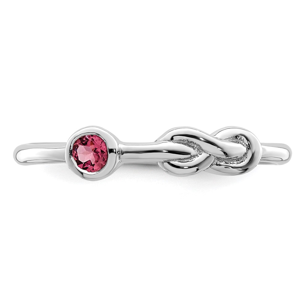 Sterling Silver Rhodium-plated Polished Infinity Pink Tourmaline Ring (QBR34OCT-8)