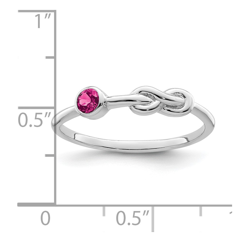 Sterling Silver Rhodium-plated Polished Infinity Pink Tourmaline Ring (QBR34OCT-8)