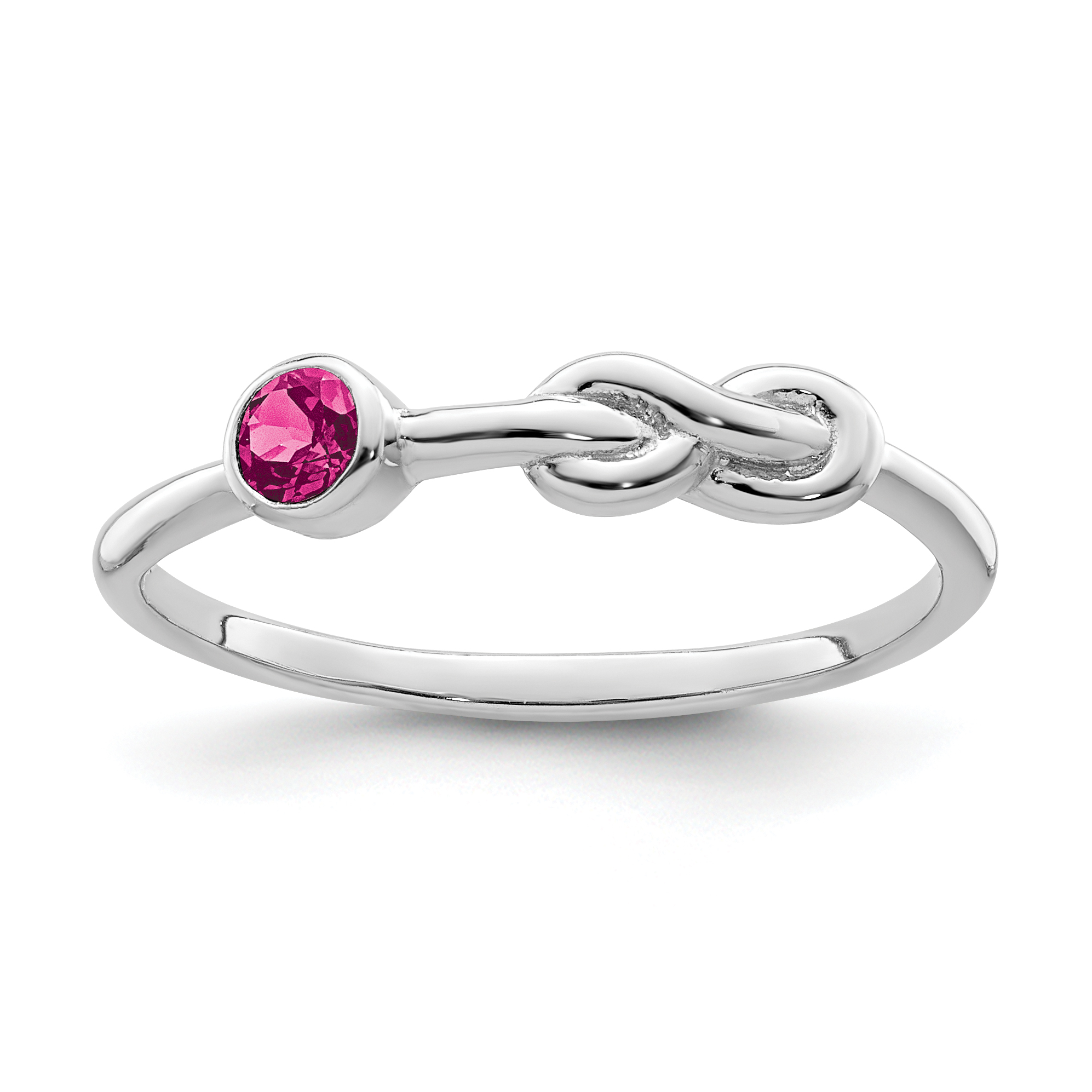 Sterling Silver Rhodium-plated Polished Infinity Pink Tourmaline Ring (QBR34OCT-6)