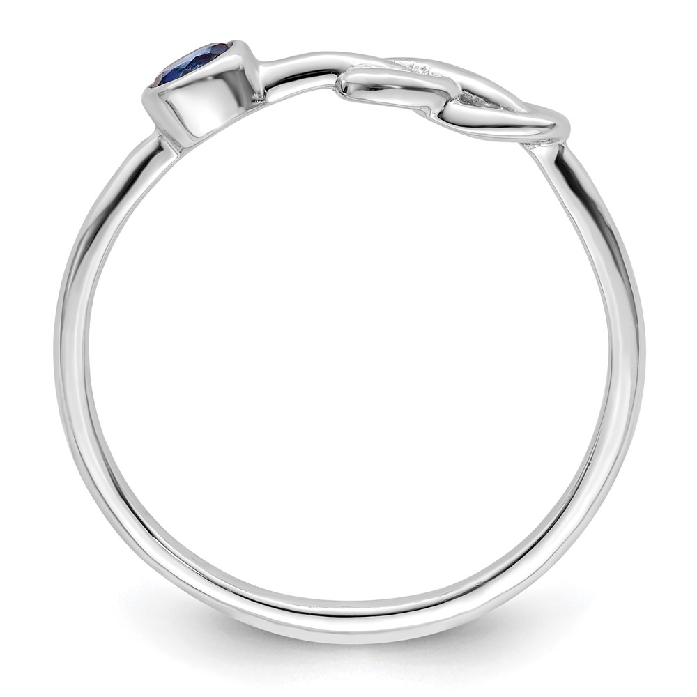 Sterling Silver Rhodium-plated Polished Infinity Lab Created Sapphire Ring (QBR34SEP-7)