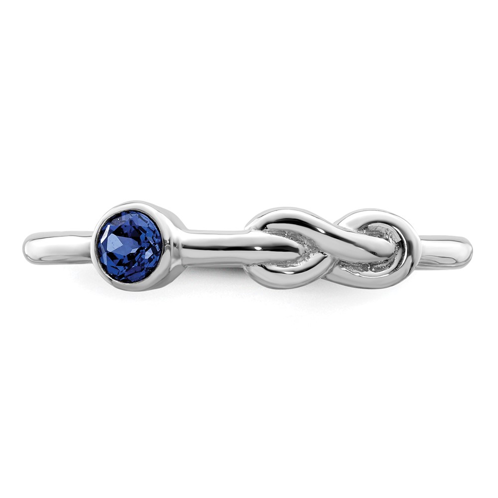 Sterling Silver Rhodium-plated Polished Infinity Lab Created Sapphire Ring (QBR34SEP-7)
