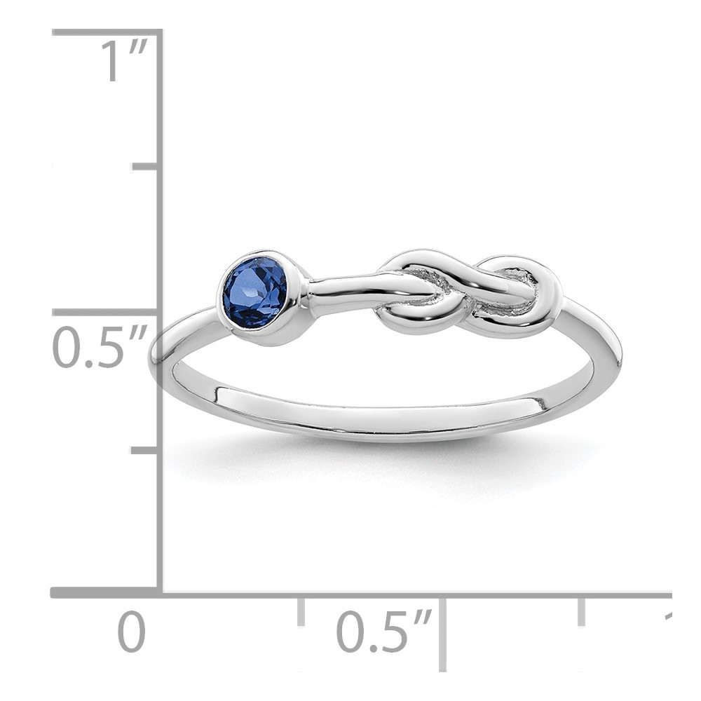 Sterling Silver Rhodium-plated Polished Infinity Lab Created Sapphire Ring (QBR34SEP-7)