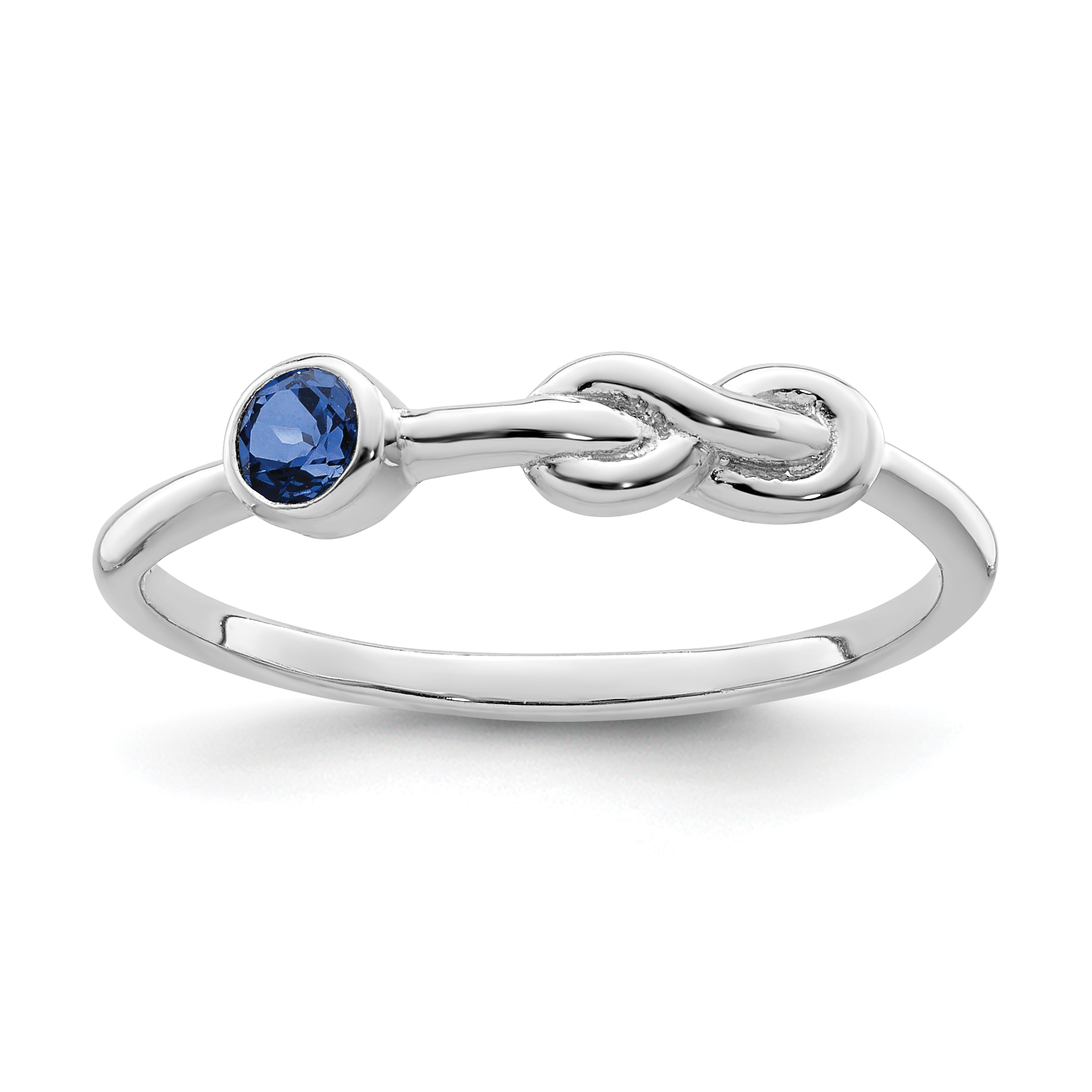 Sterling Silver Rhodium-plated Polished Infinity Lab Created Sapphire Ring (QBR34SEP-6)