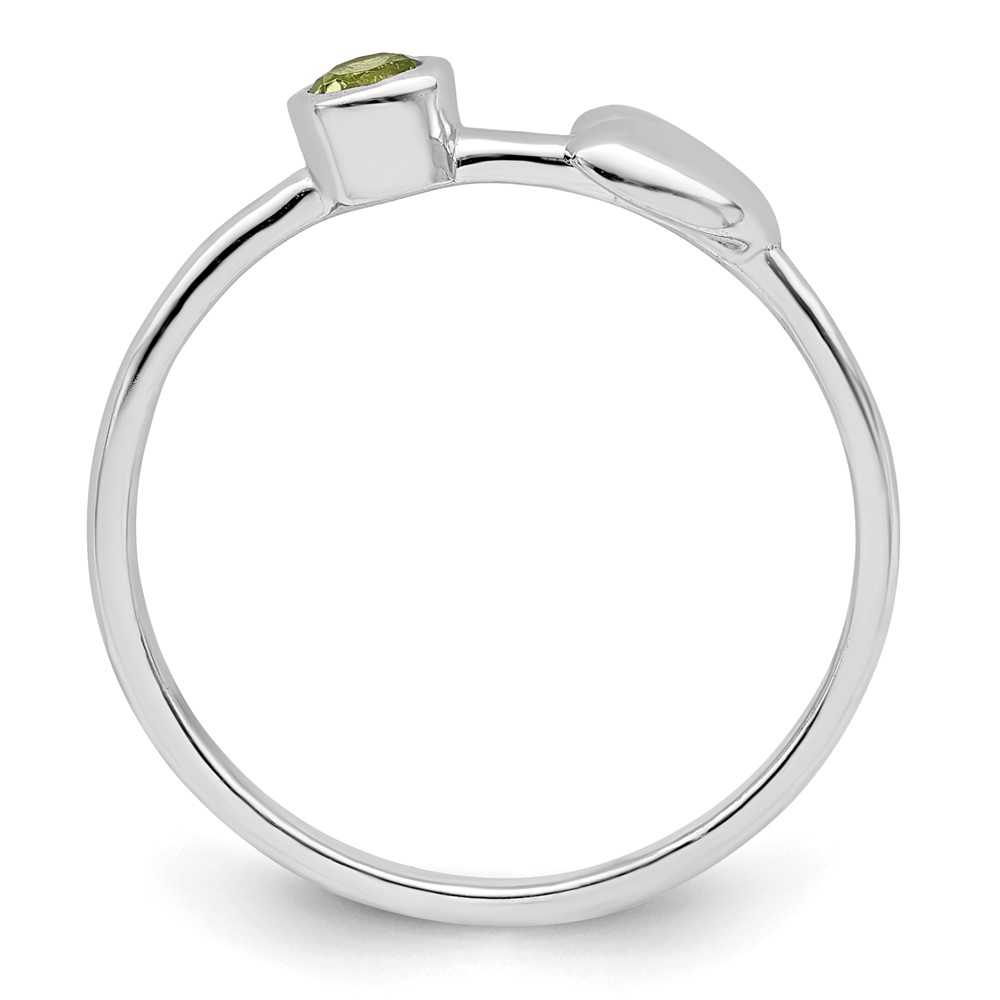 Sterling Silver Rhodium-plated Polished Heart Peridot Ring (QBR35AUG-8)