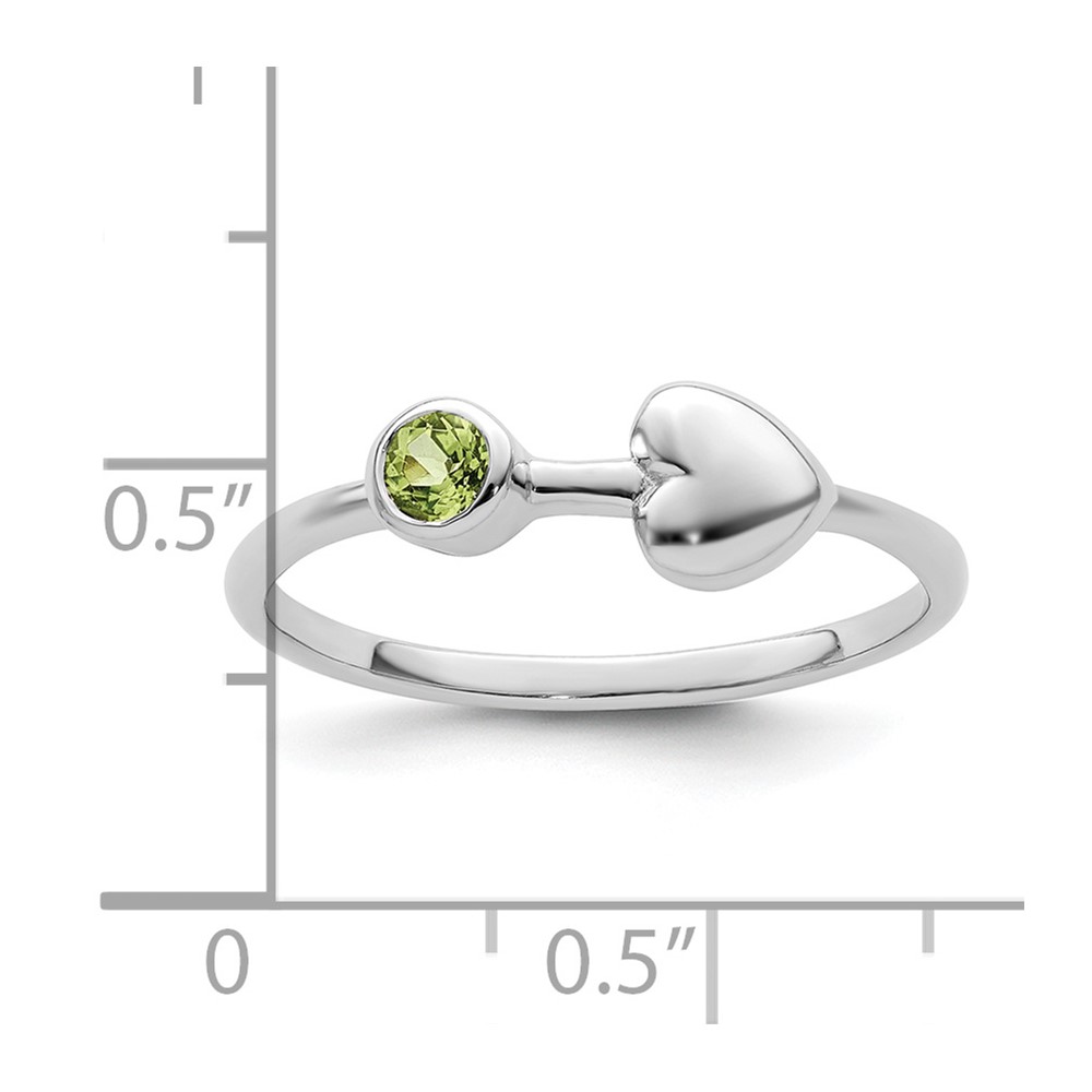 Sterling Silver Rhodium-plated Polished Heart Peridot Ring (QBR35AUG-8)