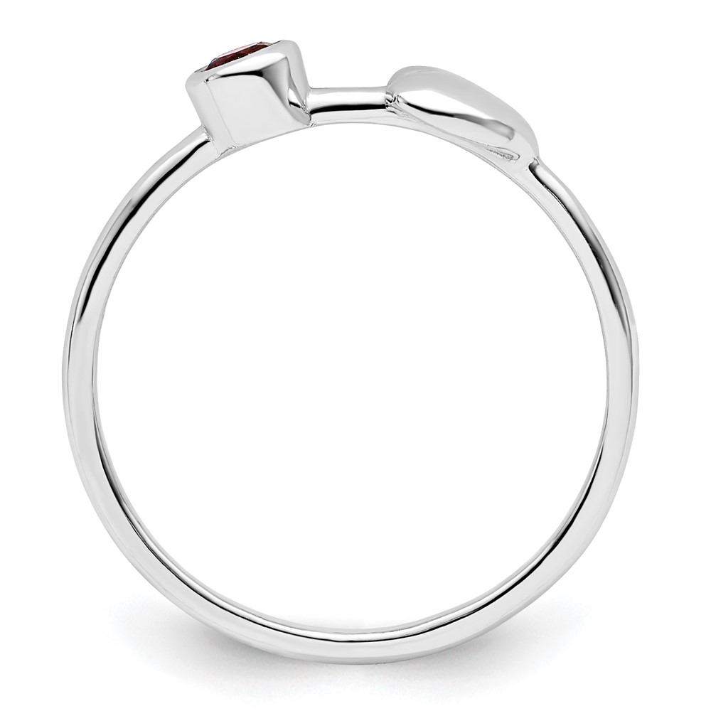 Sterling Silver Rhodium-plated Polished Heart Garnet Ring (QBR35JAN-7)