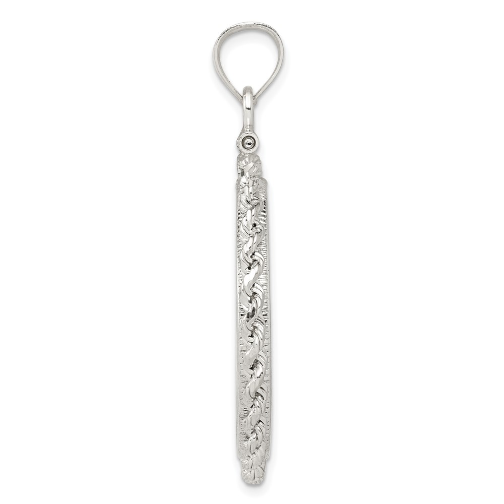 Wideband Distinguished Coin Jewelry Sterling Silver Polished Rope 26.4 x 1.8mm Susan B. Anthony Screw Top Coin Bezel Pendant (QBR6)