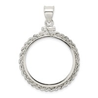 Wideband Distinguished Coin Jewelry Sterling Silver Polished Rope 26.4 X 1.8mm Susan B. Anthony Screw Top Coin Bezel Pendant view 3