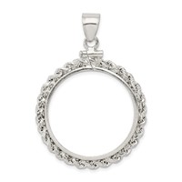 Wideband Distinguished Coin Jewelry Sterling Silver Polished Rope 26.4 X 1.8mm Susan B. Anthony Screw Top Coin Bezel Pendant view 1