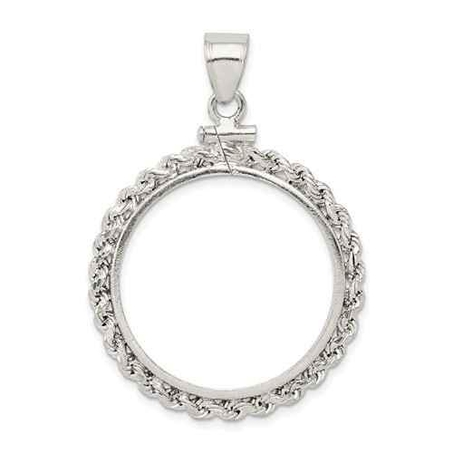 Wideband Distinguished Coin Jewelry Sterling Silver Polished Rope 26.4 X 1.8mm Susan B. Anthony Screw Top Coin Bezel Pendant