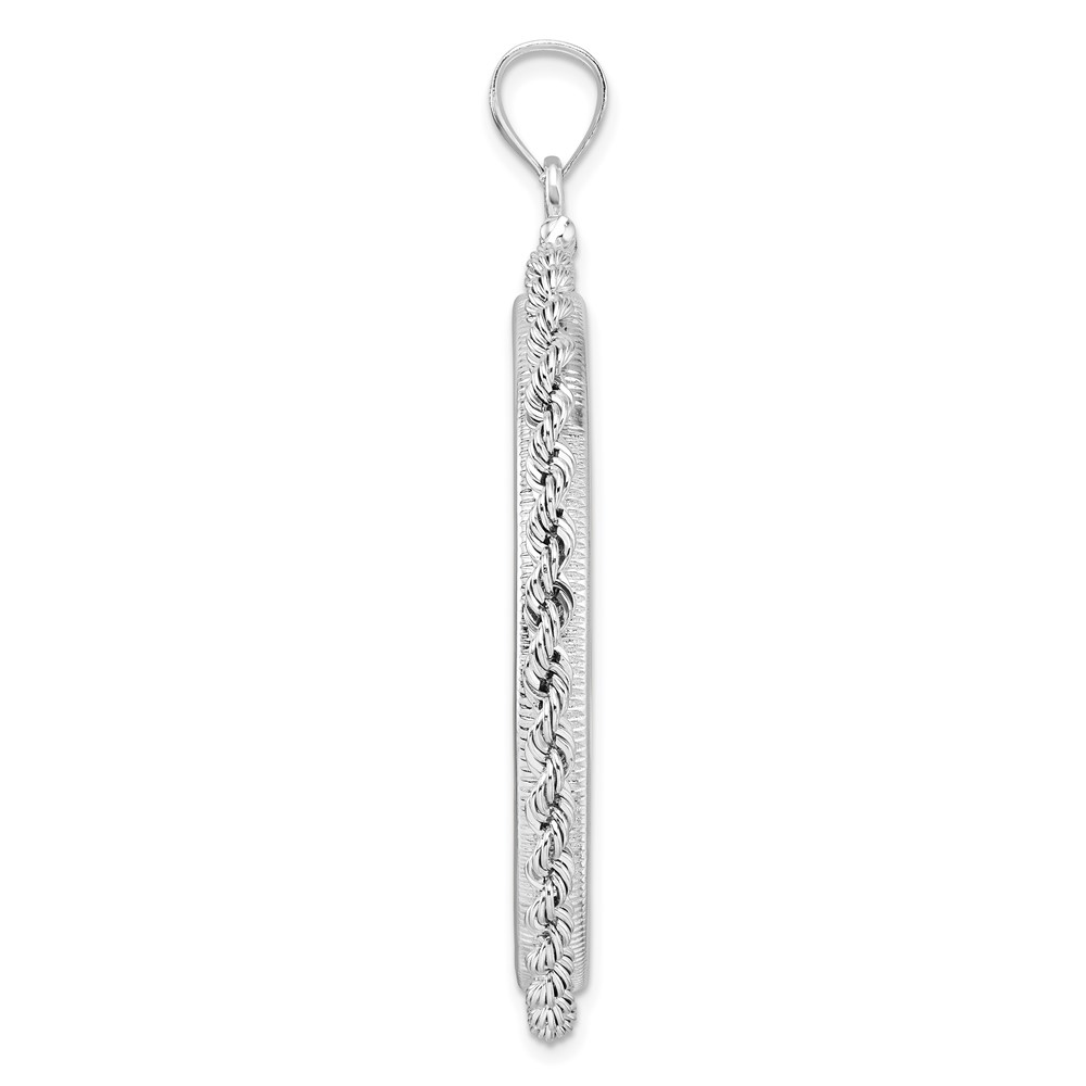 Wideband Distinguished Coin Jewelry Sterling Silver Polished Rope 39.4 x 3.1mm 1 oz. Screw Top Coin Bezel Pendant (QBR9)