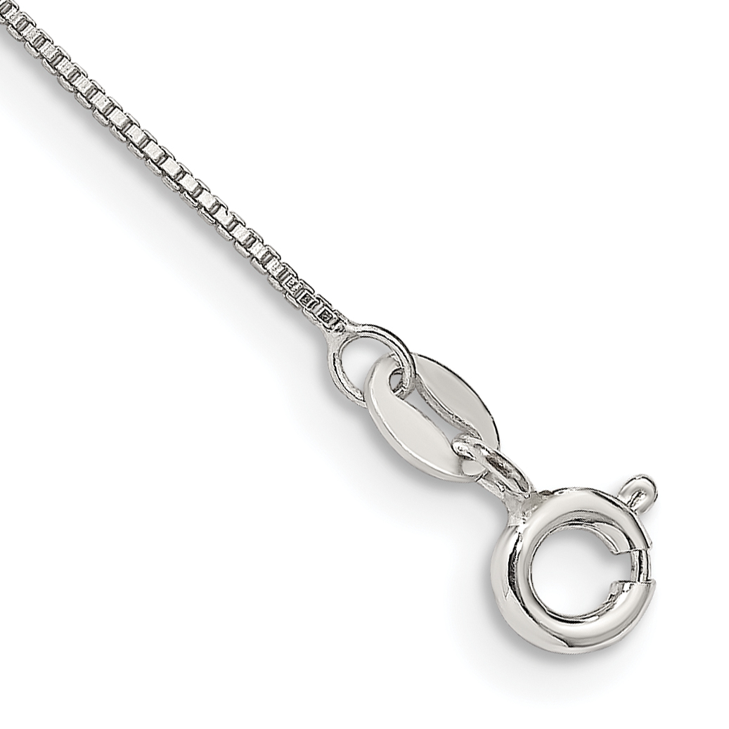 Sterling Silver .8mm Box Chain Anklet (QBX015-10)