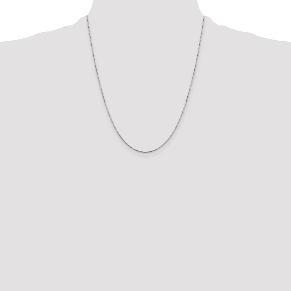 Sterling Silver Rhodium-plated .8mm Box Chain (QBX015R-22)