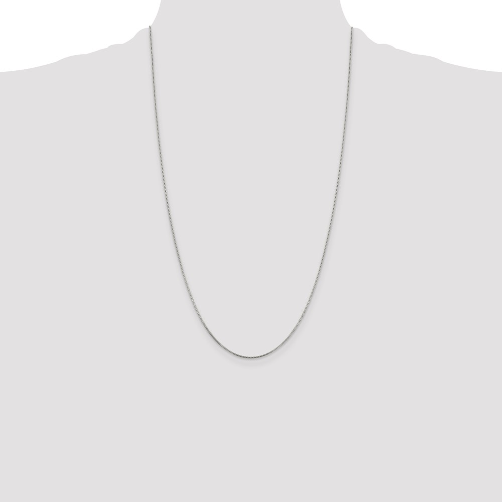 Sterling Silver Rhodium-plated .8mm Box Chain (QBX015R-26)