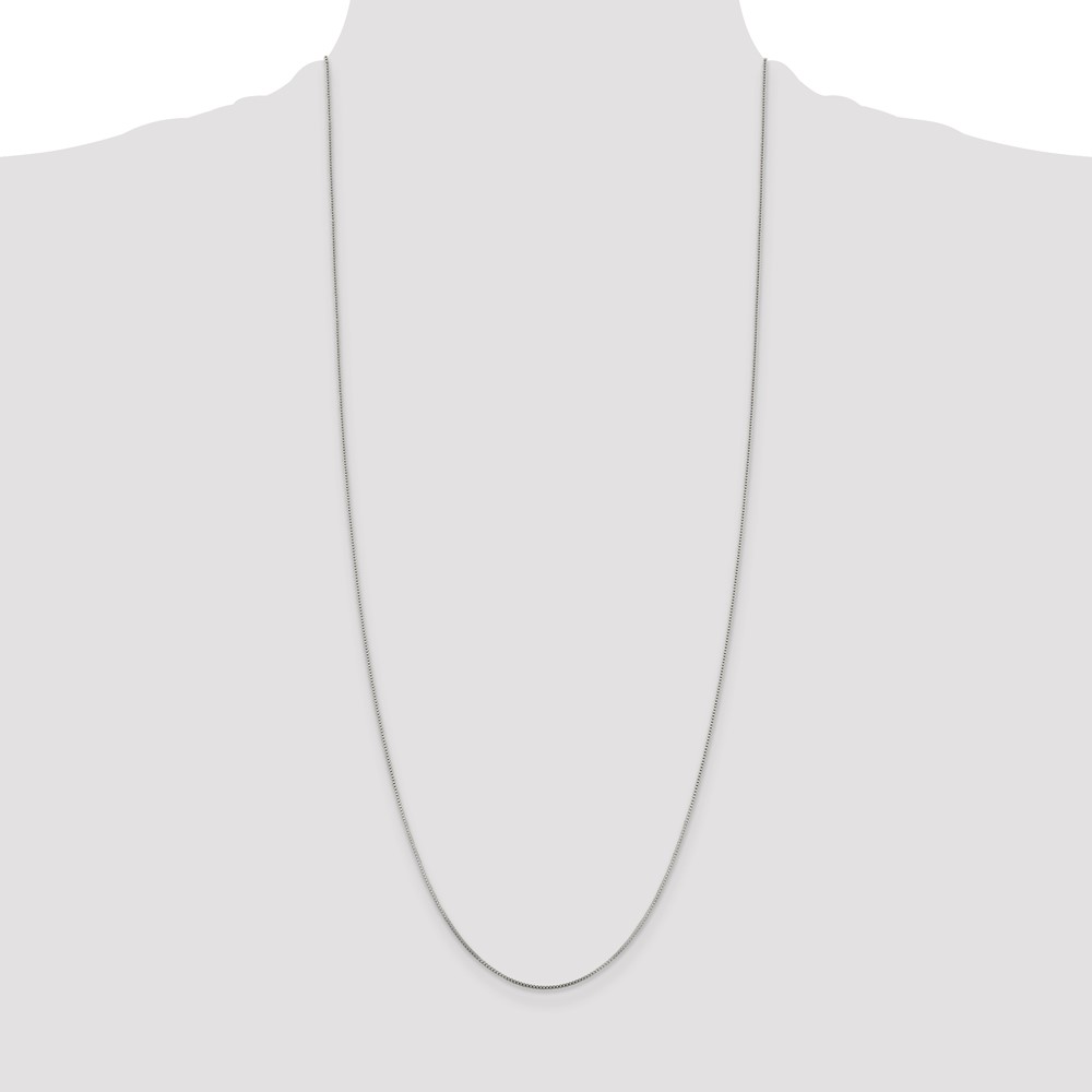 Sterling Silver Rhodium-plated .8mm Box Chain (QBX015R-30)