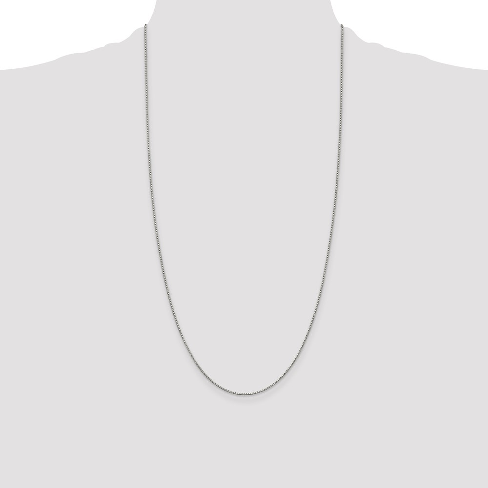 Sterling Silver Rhodium-plated .9mm Box Chain (QBX019R-28)