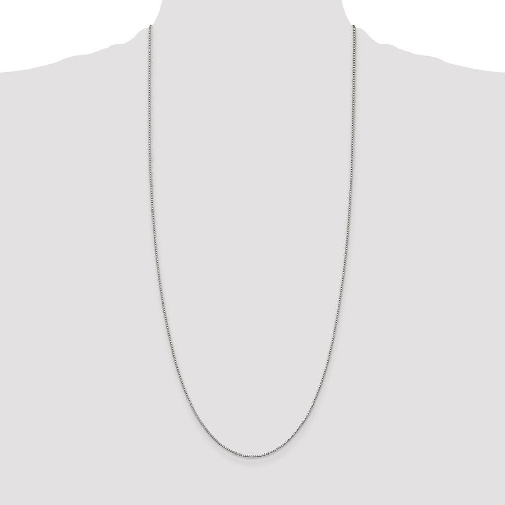 Sterling Silver Rhodium-plated .9mm Box Chain (QBX019R-30)