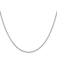 Sterling Silver Rhodium-plated.9mm Box Chain with a Extention, 2" view 3